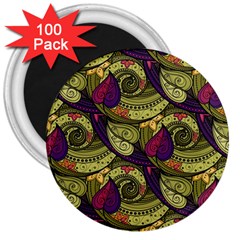 Pattern Vector Texture Style Garden Drawn Hand Floral 3  Magnets (100 Pack) by Cowasu