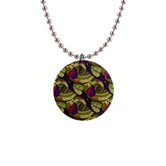 Pattern Vector Texture Style Garden Drawn Hand Floral 1  Button Necklace by Cowasu