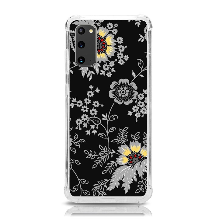 White And Yellow Floral And Paisley Illustration Background Samsung Galaxy S20 6.2 Inch TPU UV Case