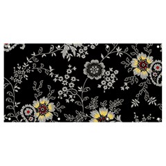 White And Yellow Floral And Paisley Illustration Background Banner And Sign 8  X 4  by Cowasu