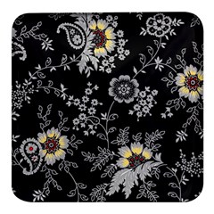 White And Yellow Floral And Paisley Illustration Background Square Glass Fridge Magnet (4 Pack) by Cowasu