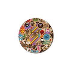 Multicolored Doodle Art Wallpaper Golf Ball Marker by Cowasu