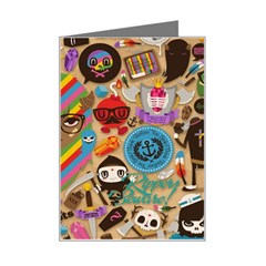 Multicolored Doodle Art Wallpaper Mini Greeting Card by Cowasu