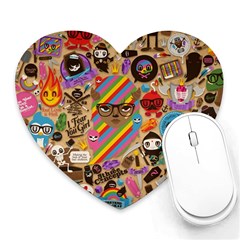 Multicolored Doodle Art Wallpaper Heart Mousepad by Cowasu