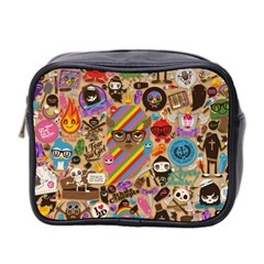 Multicolored Doodle Art Wallpaper Mini Toiletries Bag (two Sides) by Cowasu