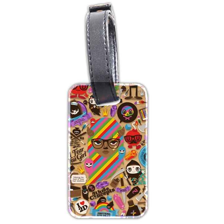 Multicolored Doodle Art Wallpaper Luggage Tag (two sides)