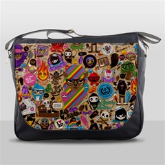 Multicolored Doodle Art Wallpaper Messenger Bag by Cowasu