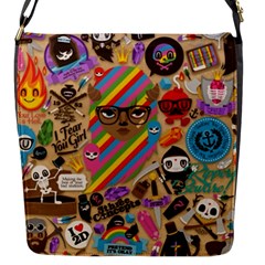 Multicolored Doodle Art Wallpaper Flap Closure Messenger Bag (s) by Cowasu