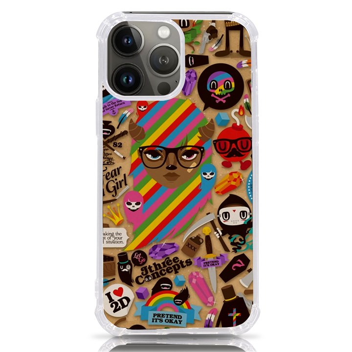 Multicolored Doodle Art Wallpaper iPhone 13 Pro Max TPU UV Print Case