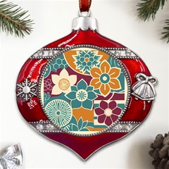 Japanese Folk Art Metal Snowflake And Bell Red Ornament