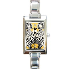 Flowers Pattern Rectangle Italian Charm Watch by danenraven