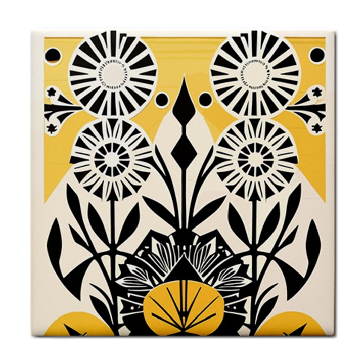 Flowers Pattern Tile Coaster