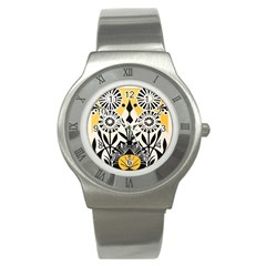 Flowers Pattern Stainless Steel Watch by danenraven