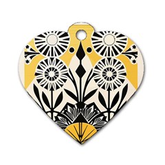 Flowers Pattern Dog Tag Heart (two Sides) by danenraven