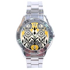 Flowers Pattern Stainless Steel Analogue Watch by danenraven