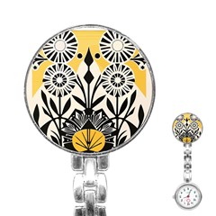 Flowers Pattern Stainless Steel Nurses Watch by danenraven