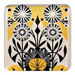 Flowers Pattern Square Glass Fridge Magnet (4 Pack) by danenraven