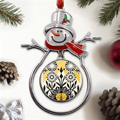 Flowers Pattern Metal Snowman Ornament