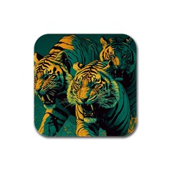 Tiger Rubber Square Coaster (4 Pack) by danenraven