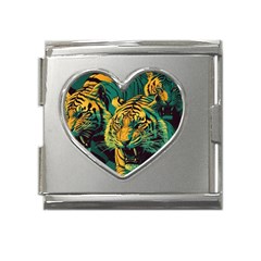 Tiger Mega Link Heart Italian Charm (18mm) by danenraven