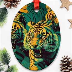 Tiger Oval Ornament (two Sides)