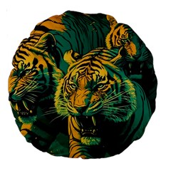 Tiger Large 18  Premium Round Cushions by danenraven