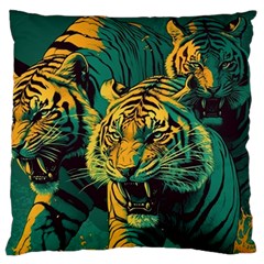 Tiger Large Premium Plush Fleece Cushion Case (one Side) by danenraven