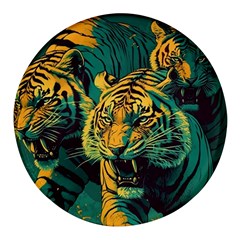 Tiger Round Glass Fridge Magnet (4 Pack) by danenraven