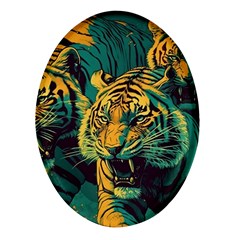 Tiger Oval Glass Fridge Magnet (4 Pack) by danenraven