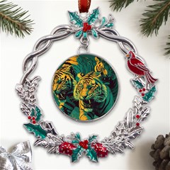 Tiger Metal X mas Wreath Holly Leaf Ornament