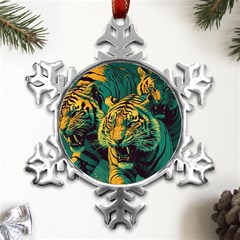 Tiger Metal Small Snowflake Ornament by danenraven