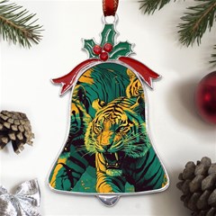 Tiger Metal Holly Leaf Bell Ornament