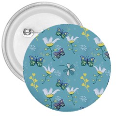 Butterfly Flower Blue Background 3  Buttons by danenraven