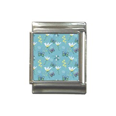 Butterfly Flower Blue Background Italian Charm (13mm) by danenraven