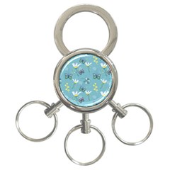 Butterfly Flower Blue Background 3-ring Key Chain by danenraven