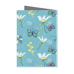 Butterfly Flower Blue Background Mini Greeting Cards (pkg Of 8)