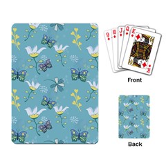 Butterfly Flower Blue Background Playing Cards Single Design (rectangle)