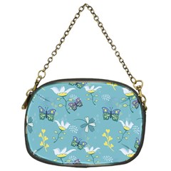 Butterfly Flower Blue Background Chain Purse (one Side) by danenraven