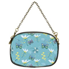 Butterfly Flower Blue Background Chain Purse (two Sides) by danenraven