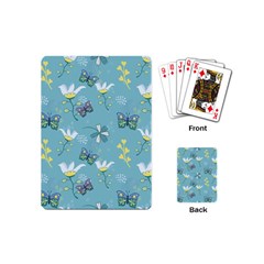 Butterfly Flower Blue Background Playing Cards Single Design (mini) by danenraven