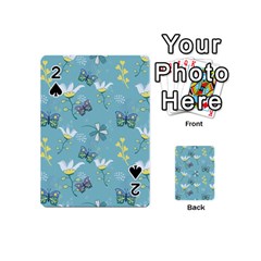 Butterfly Flower Blue Background Playing Cards 54 Designs (mini)