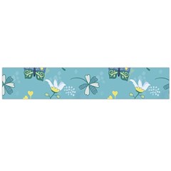 Butterfly Flower Blue Background Large Premium Plush Fleece Scarf 