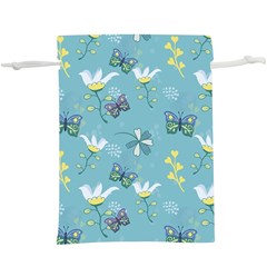 Butterfly Flower Blue Background Lightweight Drawstring Pouch (xl) by danenraven