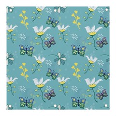 Butterfly Flower Blue Background Banner And Sign 3  X 3  by danenraven