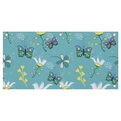 Butterfly Flower Blue Background Banner And Sign 4  X 2  by danenraven