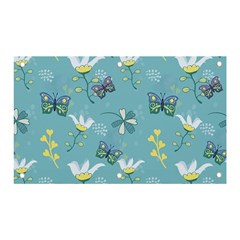 Butterfly Flower Blue Background Banner And Sign 5  X 3  by danenraven