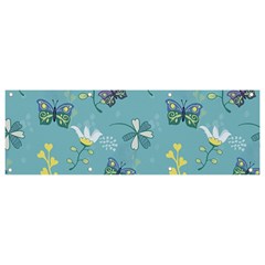 Butterfly Flower Blue Background Banner And Sign 9  X 3  by danenraven