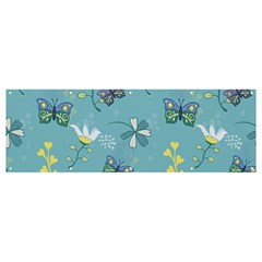 Butterfly Flower Blue Background Banner And Sign 12  X 4  by danenraven