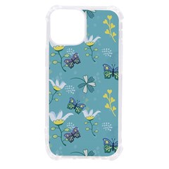 Butterfly Flower Blue Background Iphone 13 Mini Tpu Uv Print Case by danenraven