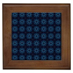 Blue Floral Pattern Geometric Pattern Framed Tile by danenraven